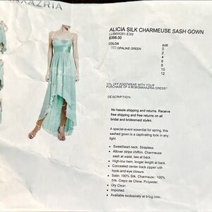 BCBGMaxAzria Silk Opaline Green High Low Dress - Worn Once.